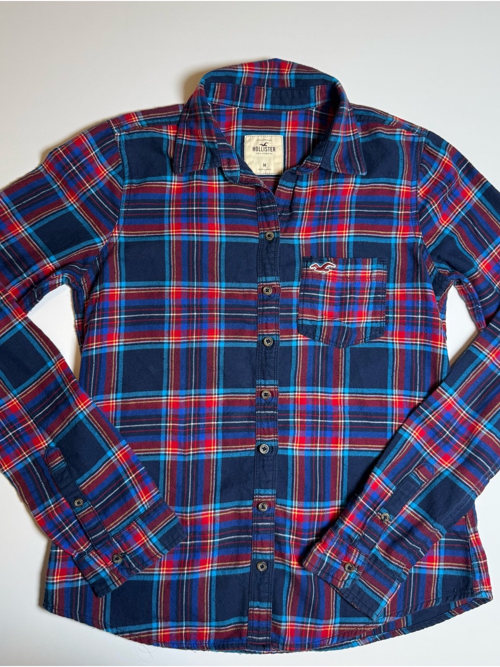 Hollister Co. Women’s M Long Sleeve Plaid Flannel Button-Up Shirt Y2K